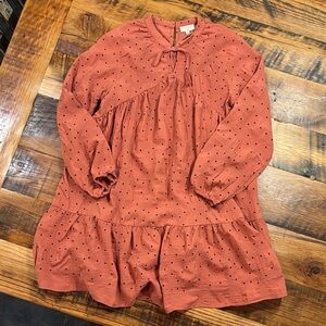 Hayden Rust Dress with Black Polka Dots